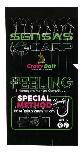 Sensas Feeder Nadväzec Method Spike 4015 Hooks To Nylon 16/0,20
