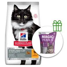 Hill's Science Plan granule pre kastrovan&eacute; star&scaron;ie mačky s kurac&iacute;m 10 kg + podstielka ZADARMO