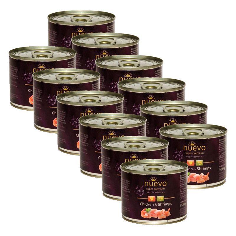 Konzerva NUEVO CAT Adult Chicken & Shrimps 12 x 200 g