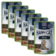 Kapsička Happy Cat MEAT IN SAUCE Culinary Weide-Lamm / Jahňacie 6 x 85 g