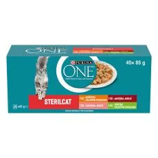 Purina ONE Sterilised kapsičky pre mačky hov&auml;dzie, kura, losos, morka v &scaron;ťave 40x85 g