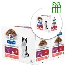 Hill's Prescription Diet i/d Starostlivosť o zaž&iacute;vanie vrecko pre mačky losos 12 x 85 g 2+1 ZADARMO