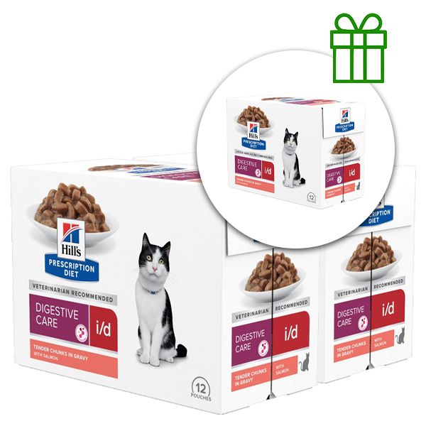 Hill's Prescription Diet i/d Starostlivosť o zažívanie vrecko pre mačky losos 12 x 85 g 2+1 ZADARMO