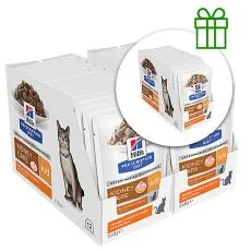 Hill's Prescription Diet k/d Starostlivosť o obličky vrecko pre mačky 12 x 85 g, 2+1 ZADARMO