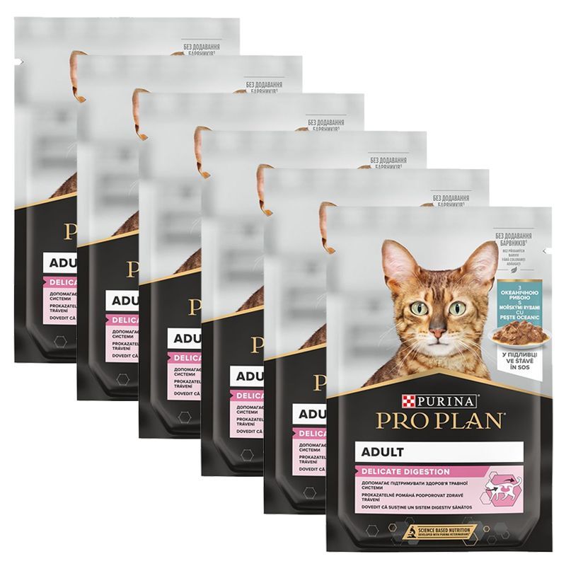 PRO PLAN Delicate Digestion kapsička pre mačky morské ryby v šťave 6x85 g