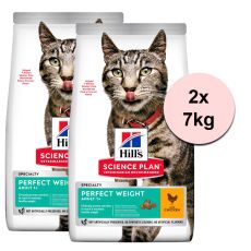 Hill's Science Plan Perfect Weight granule pre dospelé mačky s kuracím 2 x 7 kg