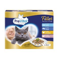 PreVital Fillet Selection Kapsička tuniak/pstruh/kura/morka v želé 12 x 85 g