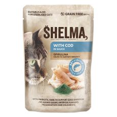 Shelma Cat Kapsička treska-spirulina v omáčke 85 g