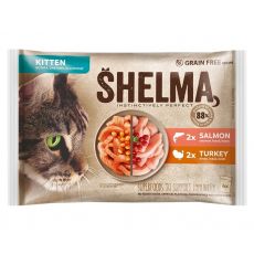 Shelma Kitten Kapsička losos/morka v omáčke 4 x 85 g