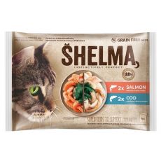 Shelma Cat Kapsička losos/treska v omáčke 4 x 85 g