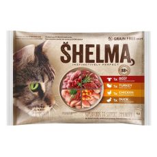 Shelma Cat Kapsička 4 druhy mäsa v omáčke 4 x 85 g