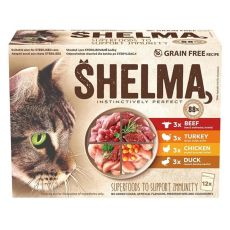 Shelma Cat Kapsička 4 druhy mäsa v omáčke 12 x 85 g