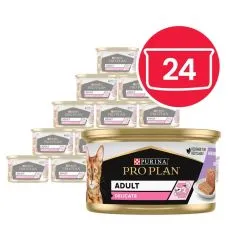 PRO PLAN Delicate Digestion konzervy pre mačky morka pa&scaron;t&eacute;ta 24 x 85 g