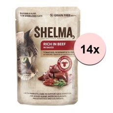 Shelma Cat Kapsička hovädzie-paradajka-bylinky v omáčke 14 x 85 g
