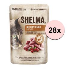 Shelma Cat Kapsička kačica-brusnica v omáčke 28 x 85 g