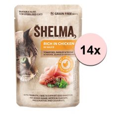 Shelma Cat Kapsička kuracie-paradajka-bylinky v omáčke 14 x 85 g