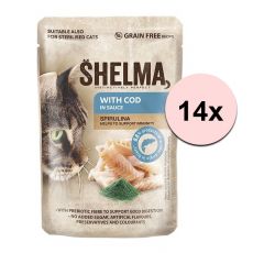 Shelma Cat Kapsička treska-spirulina v omáčke 14 x 85 g