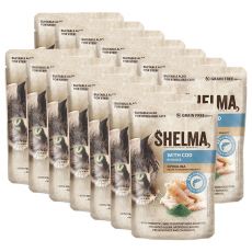 Shelma Cat Kapsička treska-spirulina v omáčke 14 x 85 g