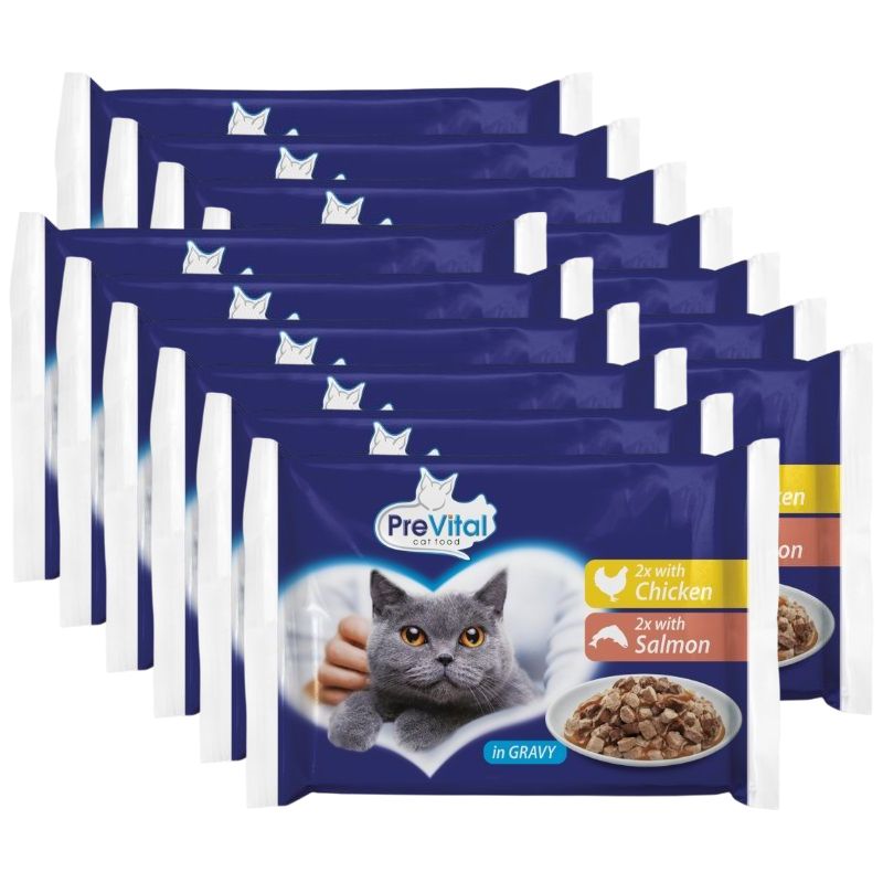 PreVital Cat Kapsička kura/losos v omáčke 52 x 100 g
