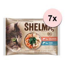 Shelma Cat Kapsička losos/treska v omáčke 28 x 85 g