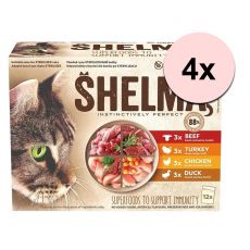 Shelma Cat Kapsička 4 druhy mäsa v omáčke 48 x 85 g