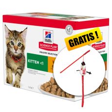 Hill's Science Plan Feline Kitten Chicken & Turkey 12 x 85g + hračka ZADARMO