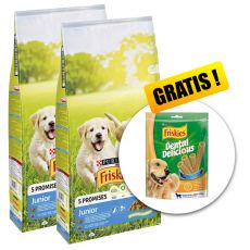 Purina FRISKIES Dog Junior 2 x 15 kg + Dental Delicious ZADARMO