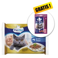 PreVital Fillet Selection Kapsička tuniak/pstruh v želé 4 x 85 g + pochúťka ZADARMO