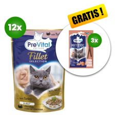 PreVital Fillet Selection Kapsička morka v želé 12 x 85 g + 3 x pochúťka ZADARMO