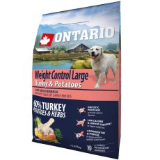 ONTARIO Weight Control Large - turkey & potatoes 2,25kg - POŠKODENÝ OBAL