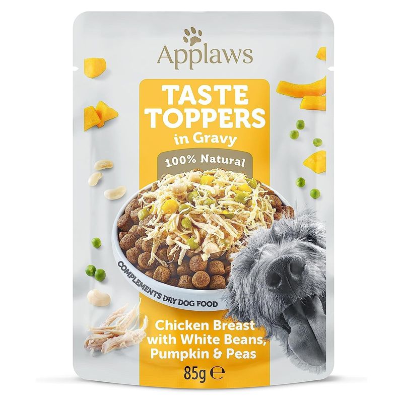 Kapsička Applaws Dog Taste Toppers in Gravy kura, fazuľa, tekvica a hrášok 85 g