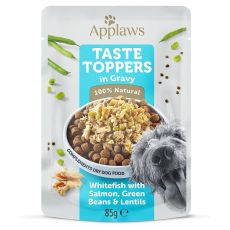Kapsička Applaws Dog Taste Toppers in Gravy biela ryba, losos, fazuľky a šošovica 85 g