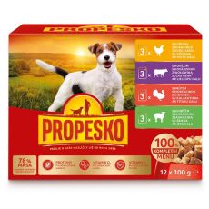 Propesko Dog Kapsička kuracia/hovädzia/morčacia/jahňacia v omáčke 12 x 100 g