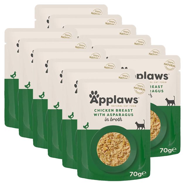 Applaws Kapsička pre mačky s kuracími prsiami a špargľou vo vývare 12 x 70 g