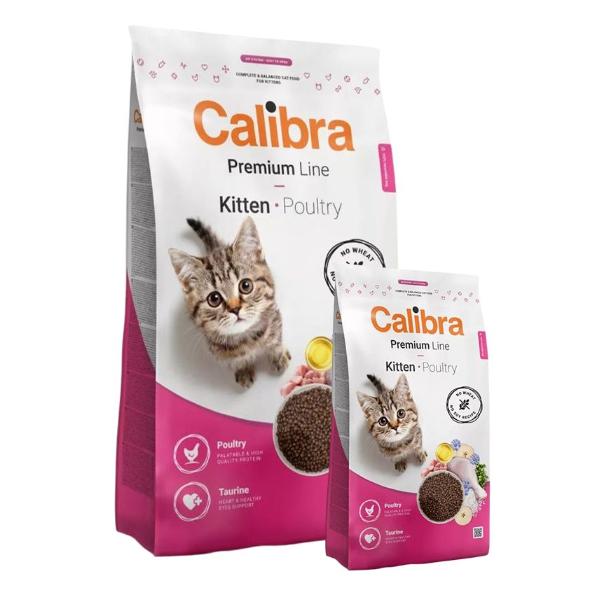 Calibra Cat Premium Line Kitten Poultry 10 kg + 2 kg ZADARMO