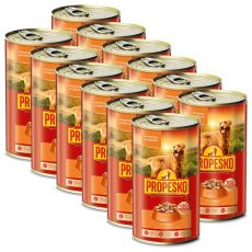 Propesko Dog Konzerva s hovädzím a kuracím v omáčke 12 x 1240 g