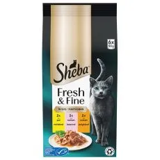 Sheba Fresh & Fine kapsičky pre mačky, kuracie, morčacie a losos 6 x 50 g