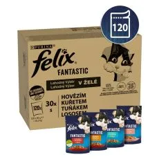 Felix Fantastic kapsičky pre mačky hov&auml;dzie, kura, tuniak, losos v žel&eacute; 120x85 g