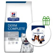 Hill's Prescription Diet Derm Complete Mini Alergia a starostlivosť o kožu 6 kg + pamlsky ZADARMO
