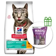 Hill's Science Plan Perfect Weight granule pre dospel&eacute; mačky s kurac&iacute;m 7 kg + podstielka ZADARMO