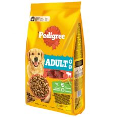 Pedigree Adult s hovädzím a zeleninou 12 kg + 3 kg ZADARMO