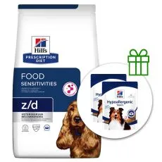 Hill's Prescription Diet z/d Alergia a starostlivosť o kožu granule pre psov 10 kg + 2x pamlsky ZADARMO