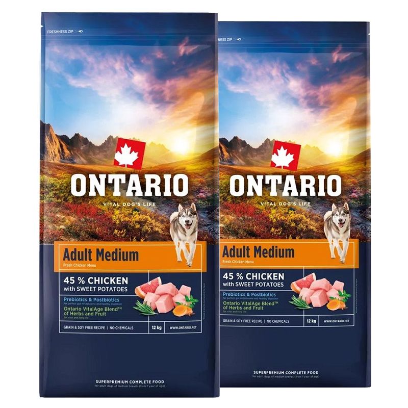 Ontario Adult Medium Chicken & Sweet Potatoes 2 x 12 kg
