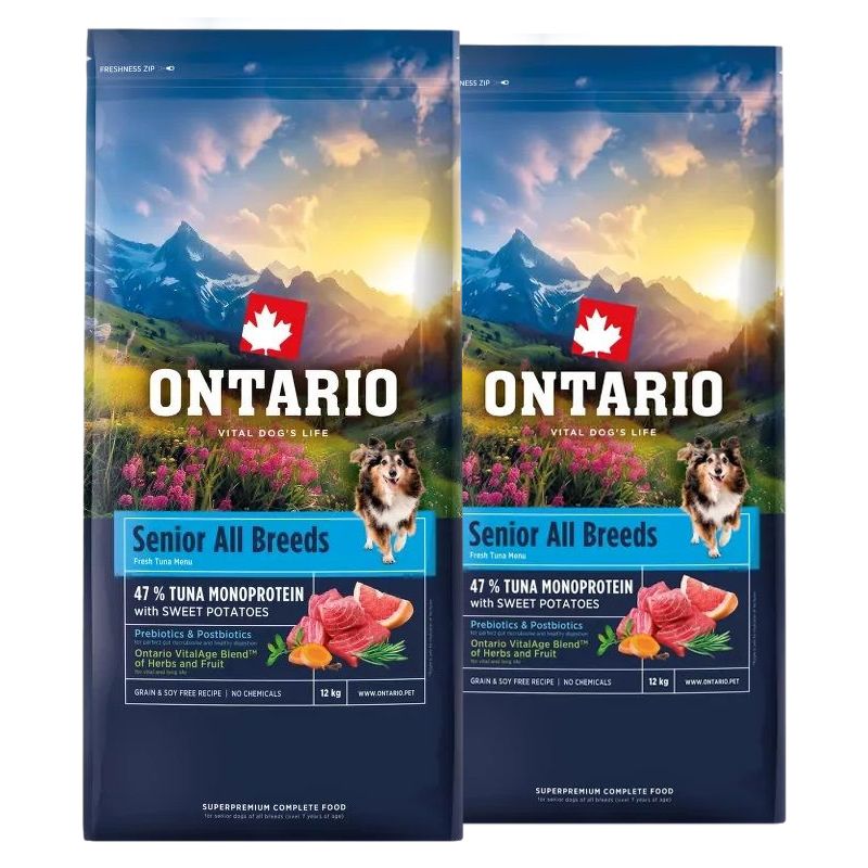 Ontario Senior All Breeds Monoprotein Tuna & Sweet Potatoes 2 x 12 kg
