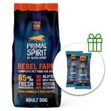 Primal Spirit Dog 65% Rebel Farm kura a ryby 12 kg + 2 x pamlsky ZADARMO