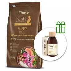 Fitmin Purity Puppy Rice Lamb & Salmon 12 kg + Fitmin Purity Lososov&yacute; olej ZADARMO