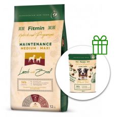 Fitmin Maintenance Medium/Maxi Lamb with Beef 12 kg + Fitmin Play&Train Lamb & Beef ZADARMO