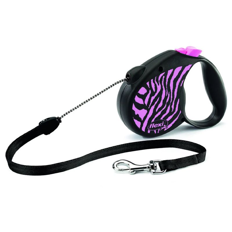 Flexi Safari Zebra vodítko M do 20 kg, 5 m lanko - ružové