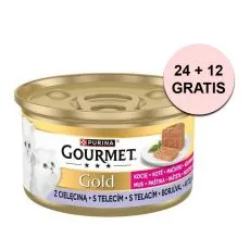Gourmet Gold Kitten konzerva pre mačiatka teľacie pa&scaron;t&eacute;ta 85 g, 24+12 ks ZADARMO