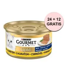Gourmet Gold konzerva pre mačky kura pa&scaron;t&eacute;ta 85 g, 24+12 ks ZADARMO